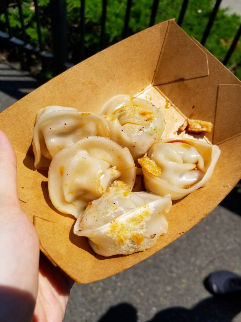 Sisig dumplings from Destination Dumplings at Smorgasburg